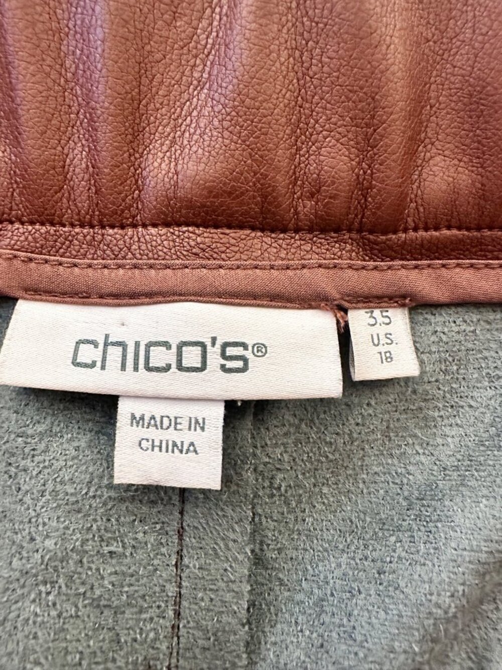 NWT Chicos Wide Leg Faux Leather Pants U.S. Size 18 Brown High-Waist Stylish - Picture 7 of 13